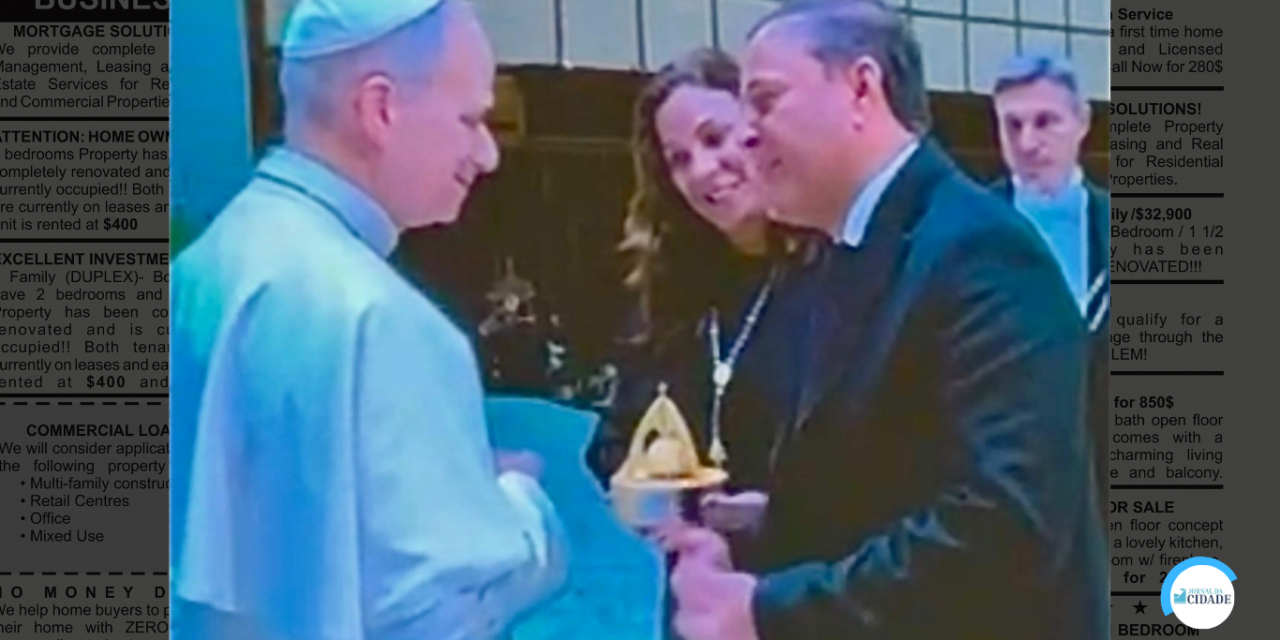 Prefeito de Niterói e presidente do MercoCidades, Rodrigo Neves, junto com esposa Fernanda Neves, recebidos em audiência no Vaticano pelo Papa Leão XIV